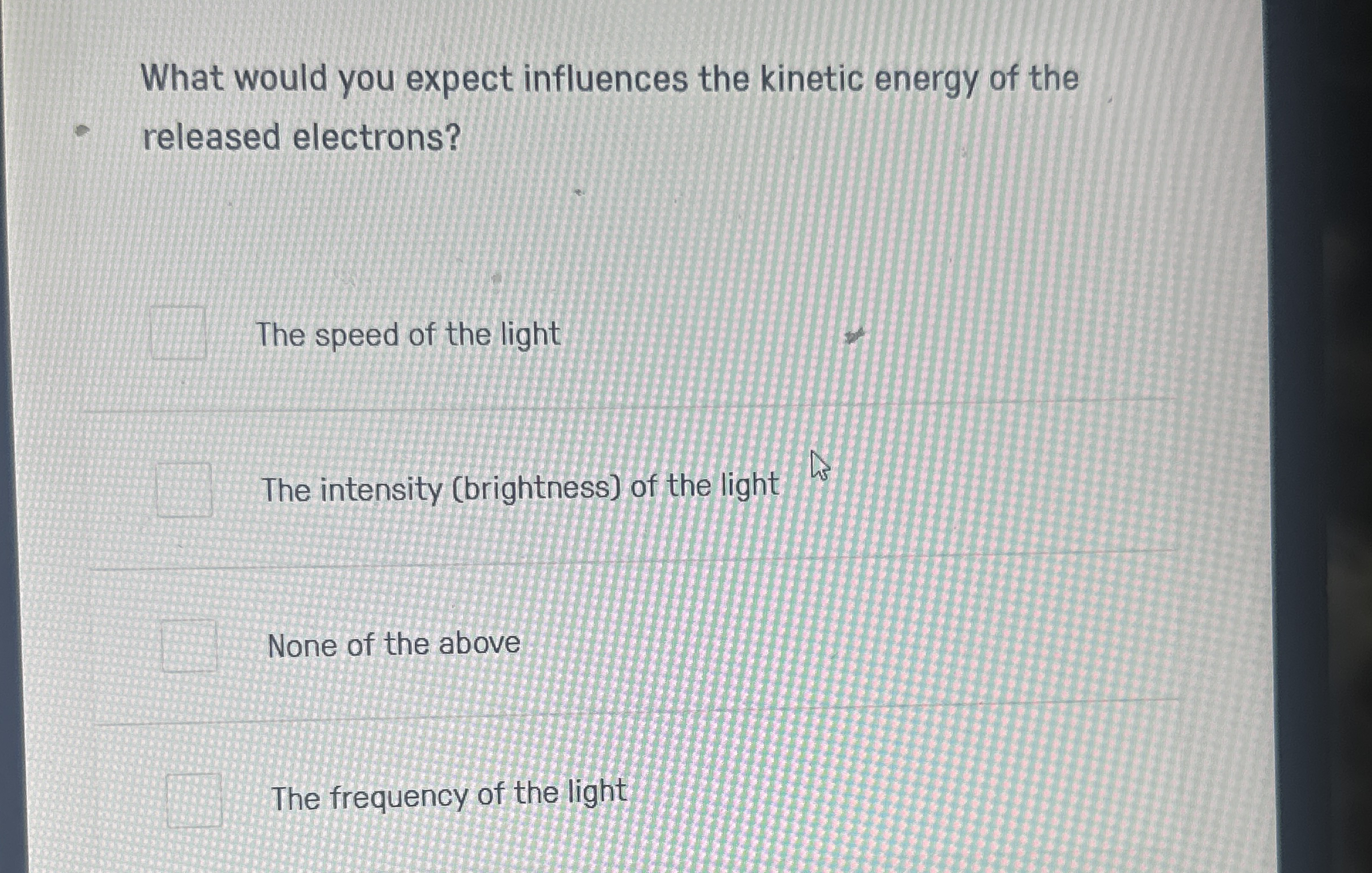 What would you expect influences the kinetic