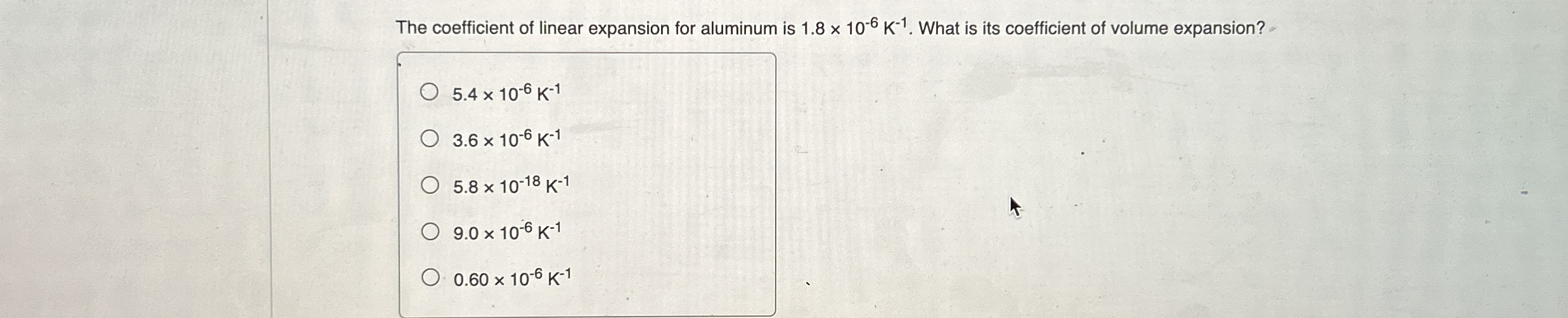 The coefficient of linear expansion for aluminum