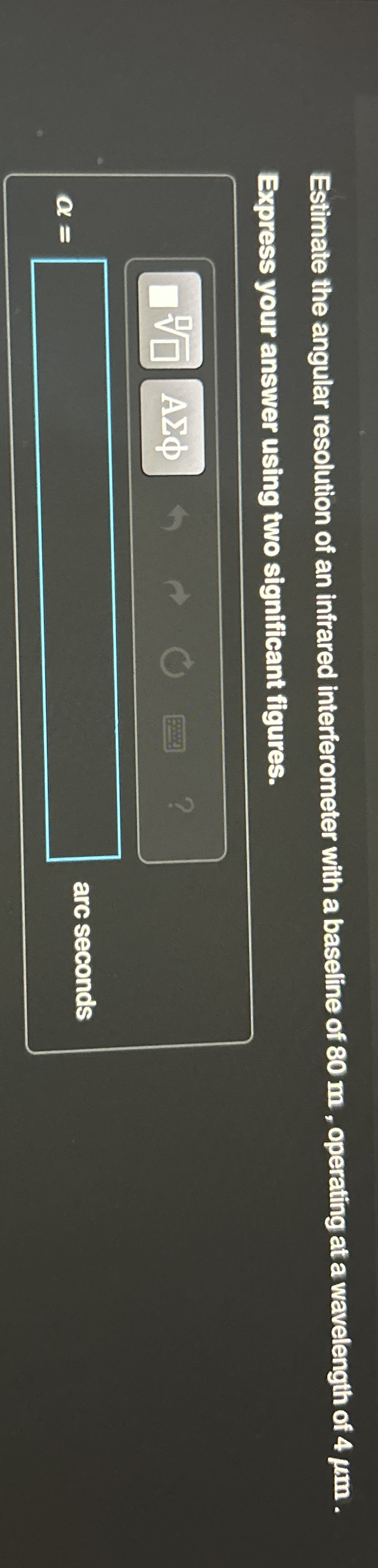 Estimate the angular resolution of an infrared
