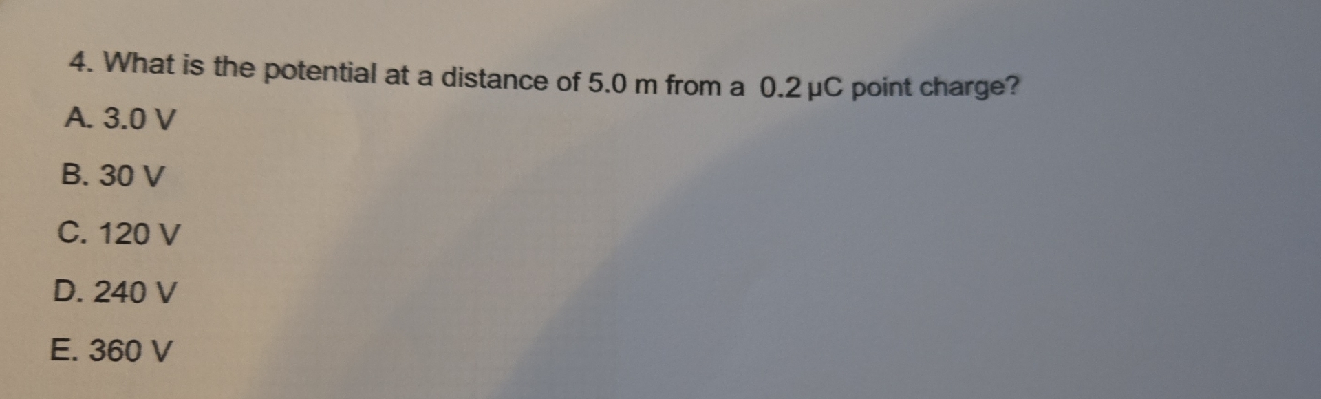 What is the potential at a distance of 5 . 0 m