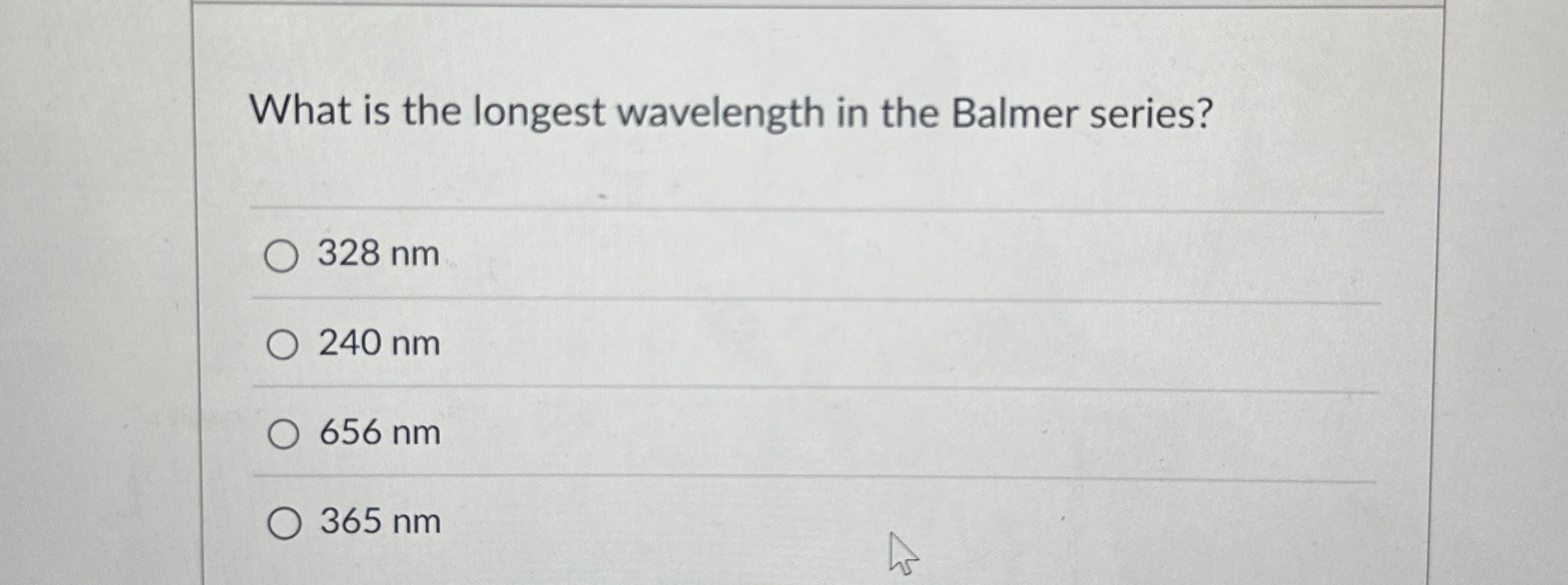 What is the longest wavelength in the Balmer
