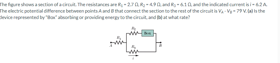 The figure shows a section of a circuit. The