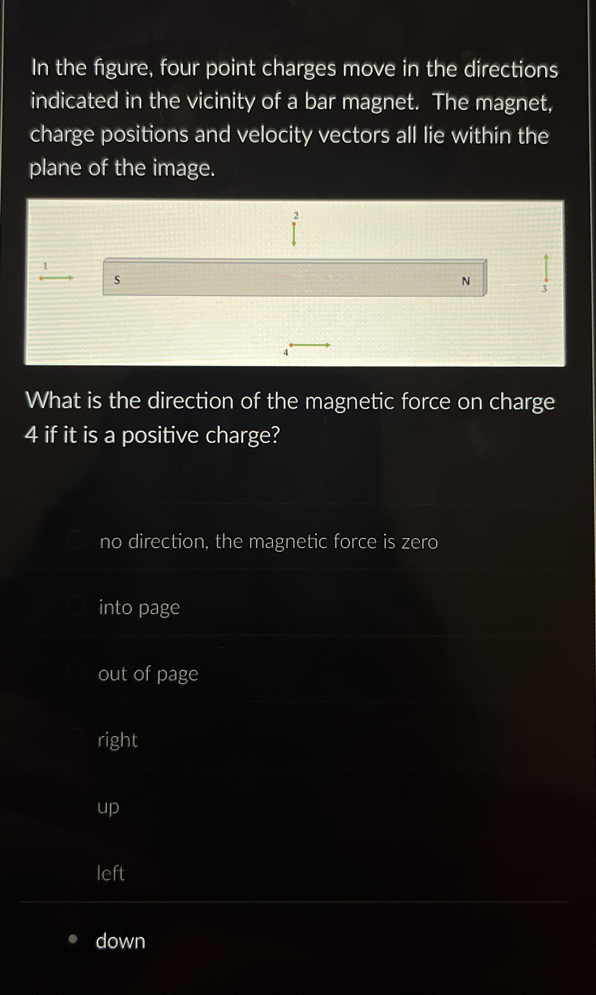 In the figure, four point charges move in the