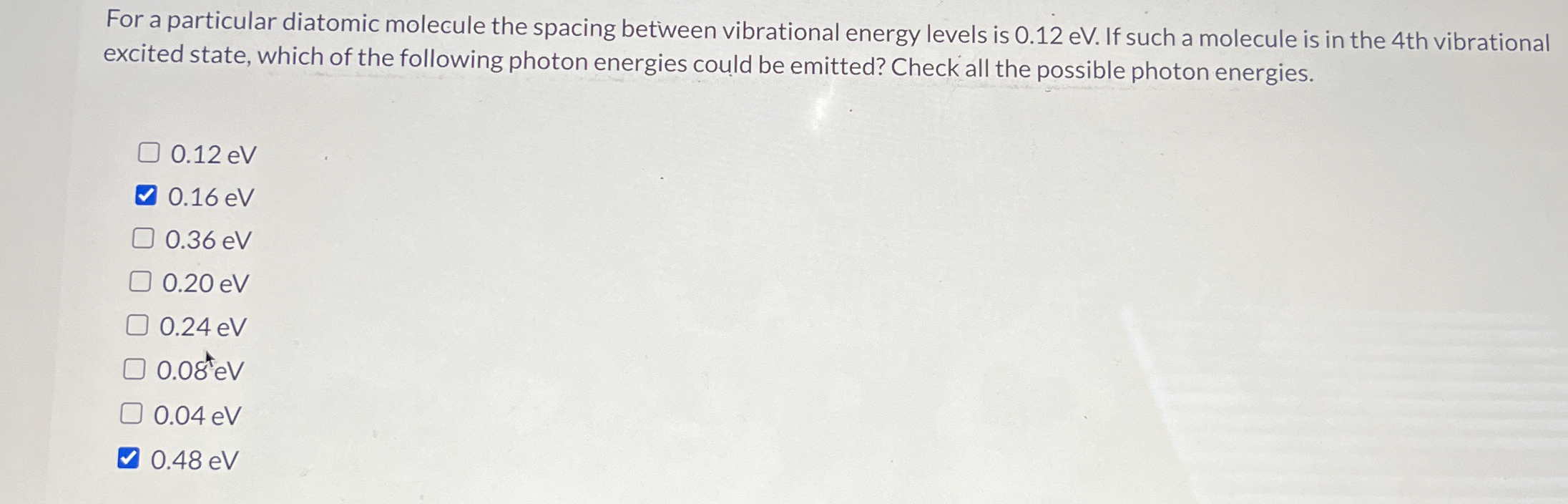 For a particular diatomic molecule the spacing
