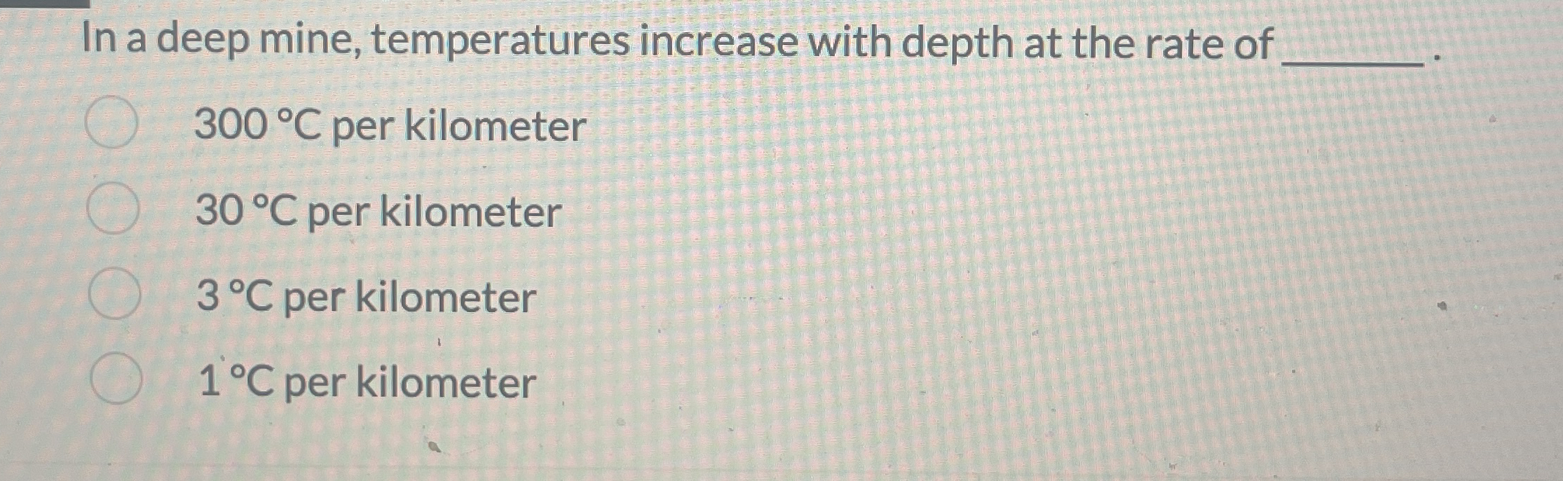 In a deep mine, temperatures increase with depth