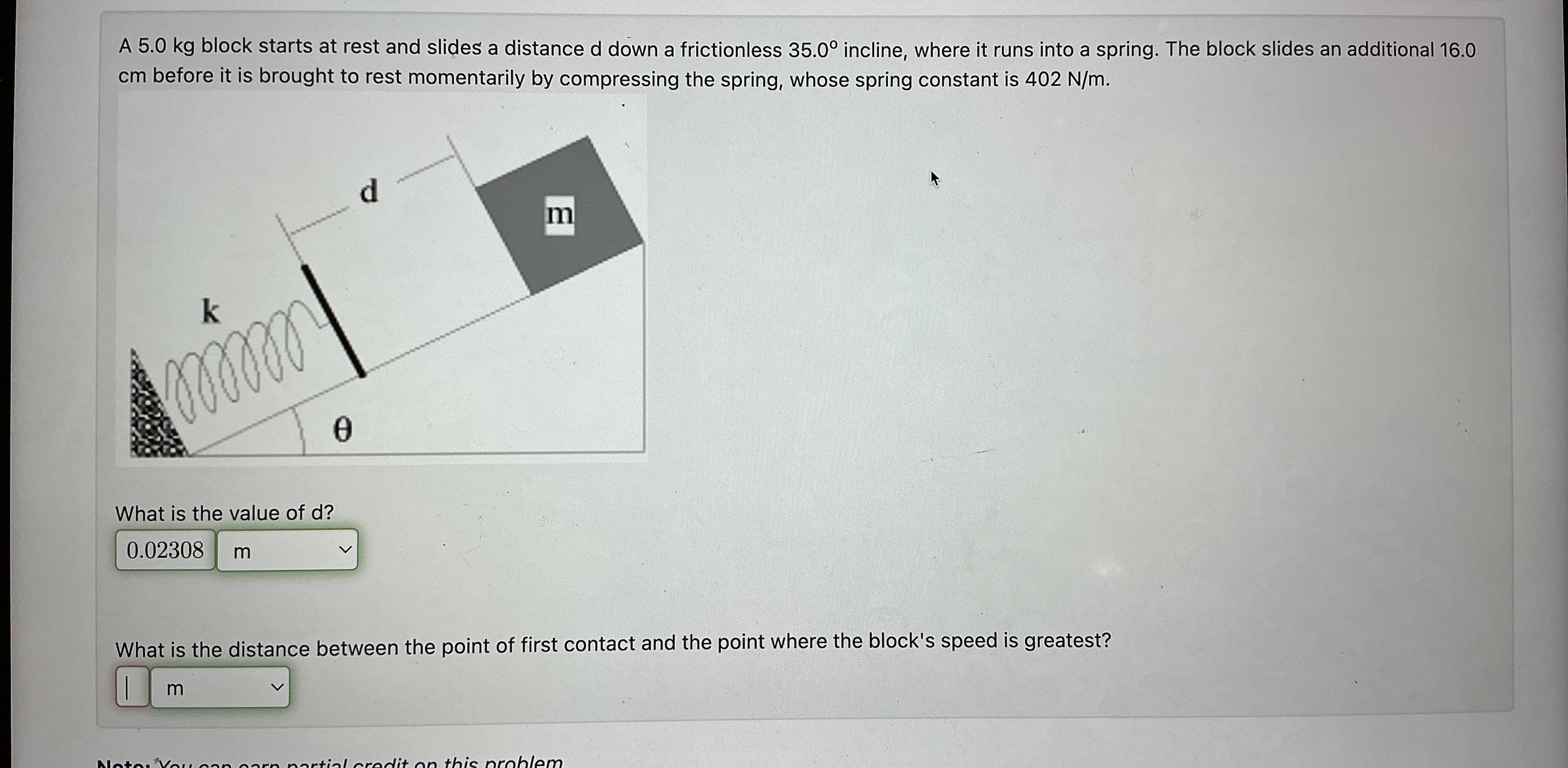 A 5 . 0 kg block starts at rest and slides a