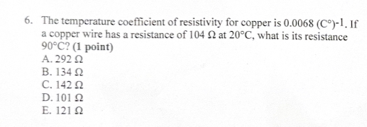 The temperature coefficient of resistivity for