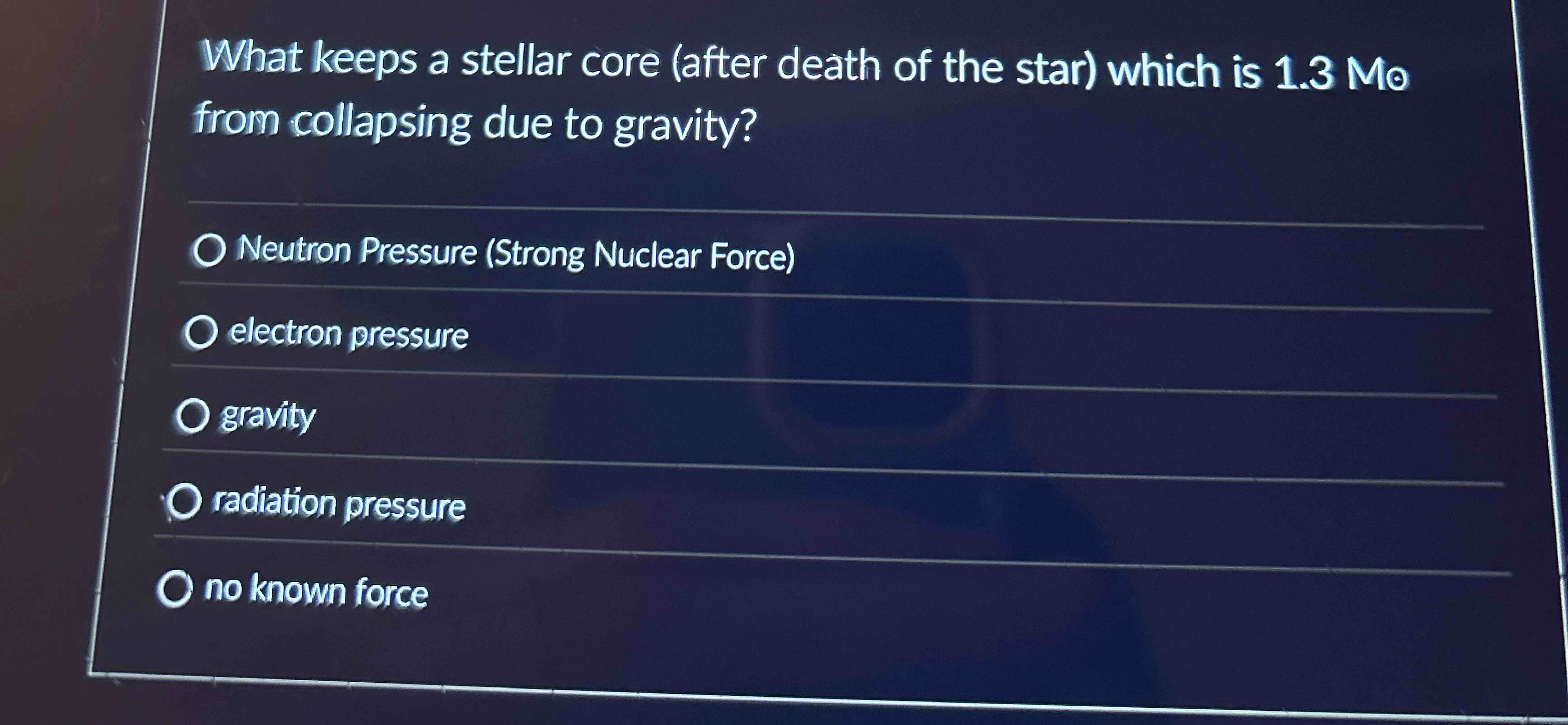 What keeps a stellar core ( after death of the