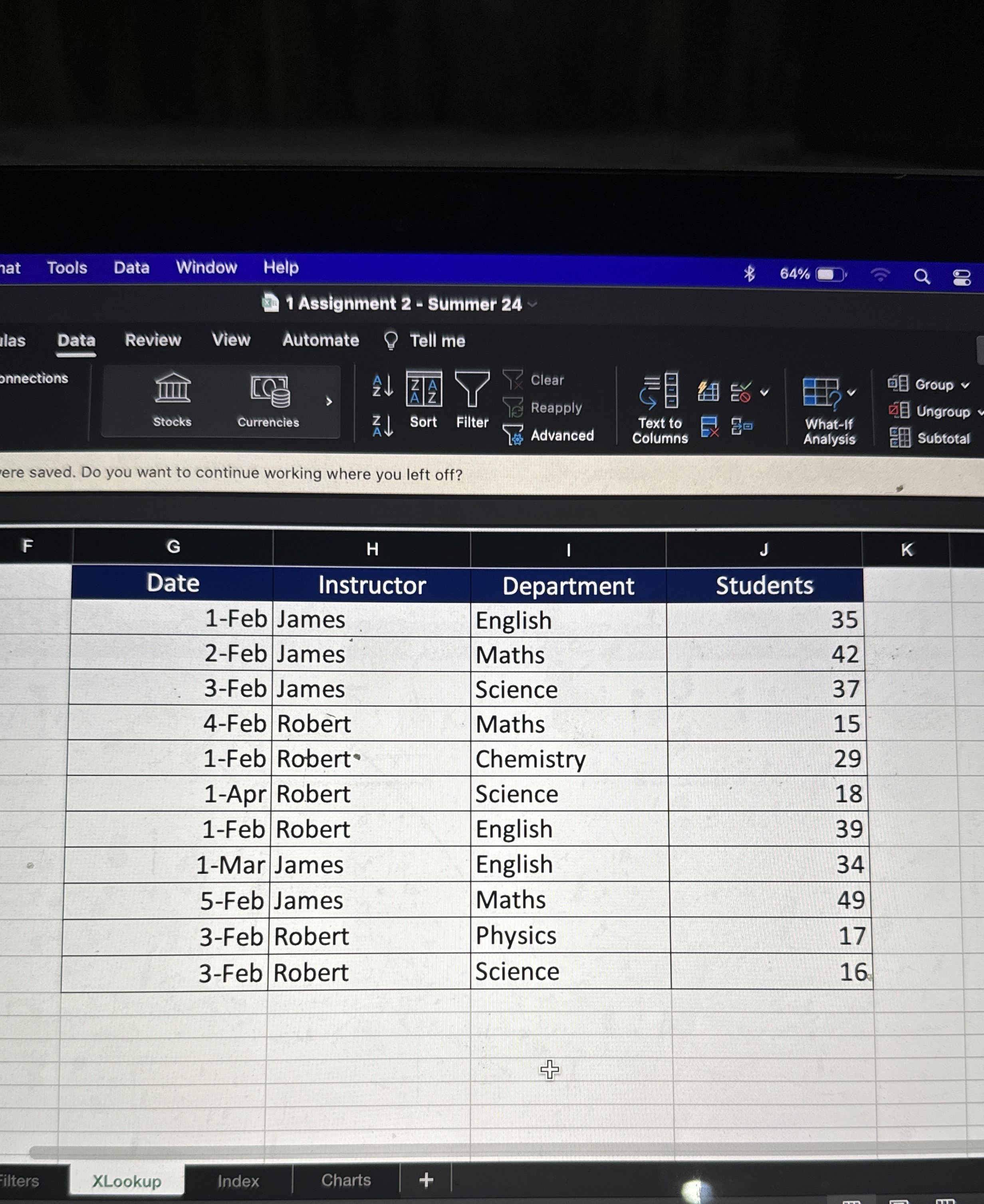 nat Tools Data Window Help 1 Assignment 2 -