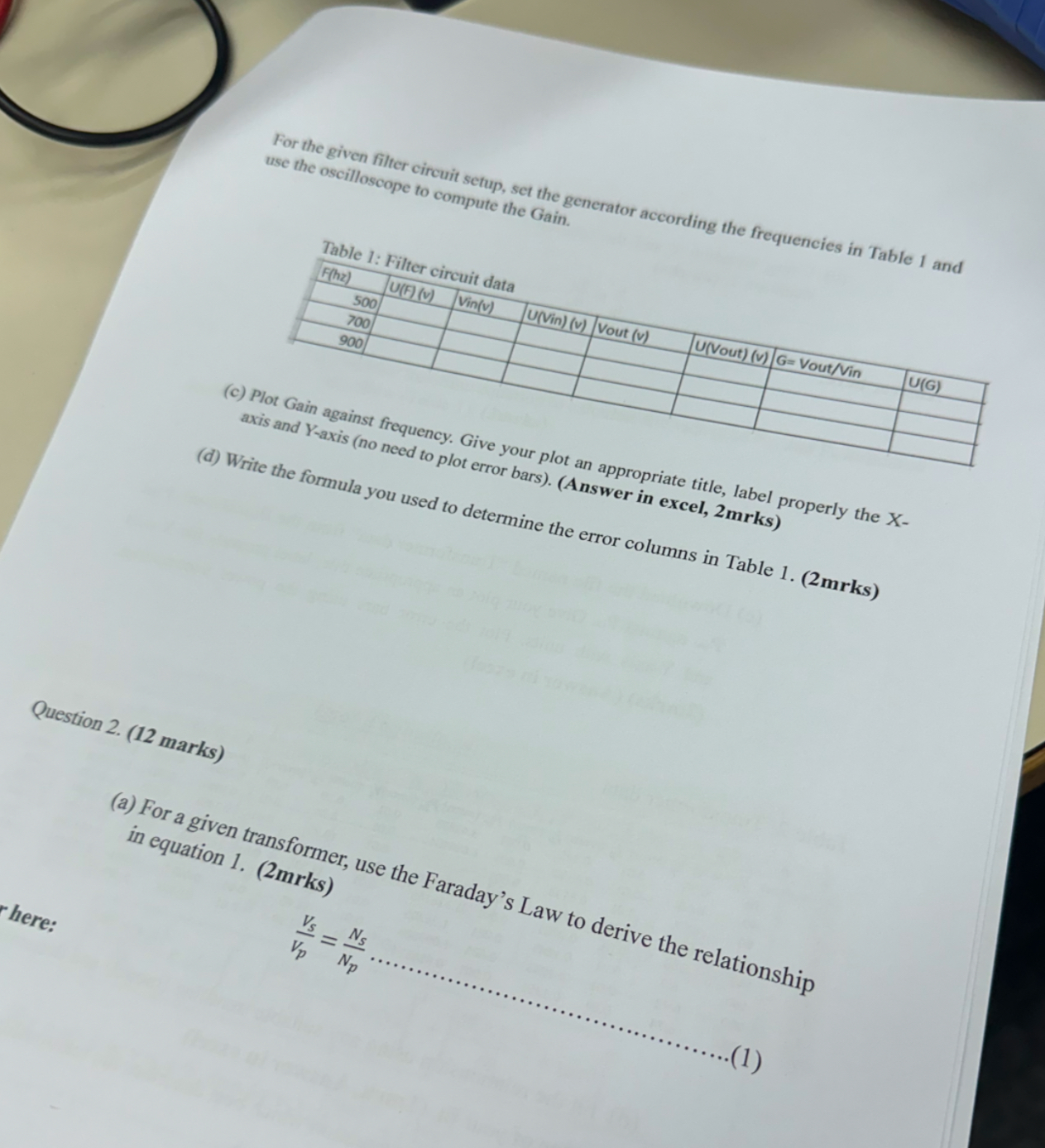 For the given filter circuit setup, set the