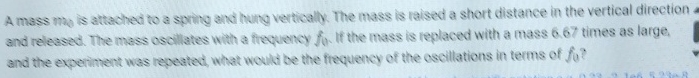 A mass man is attached to a spring and hung