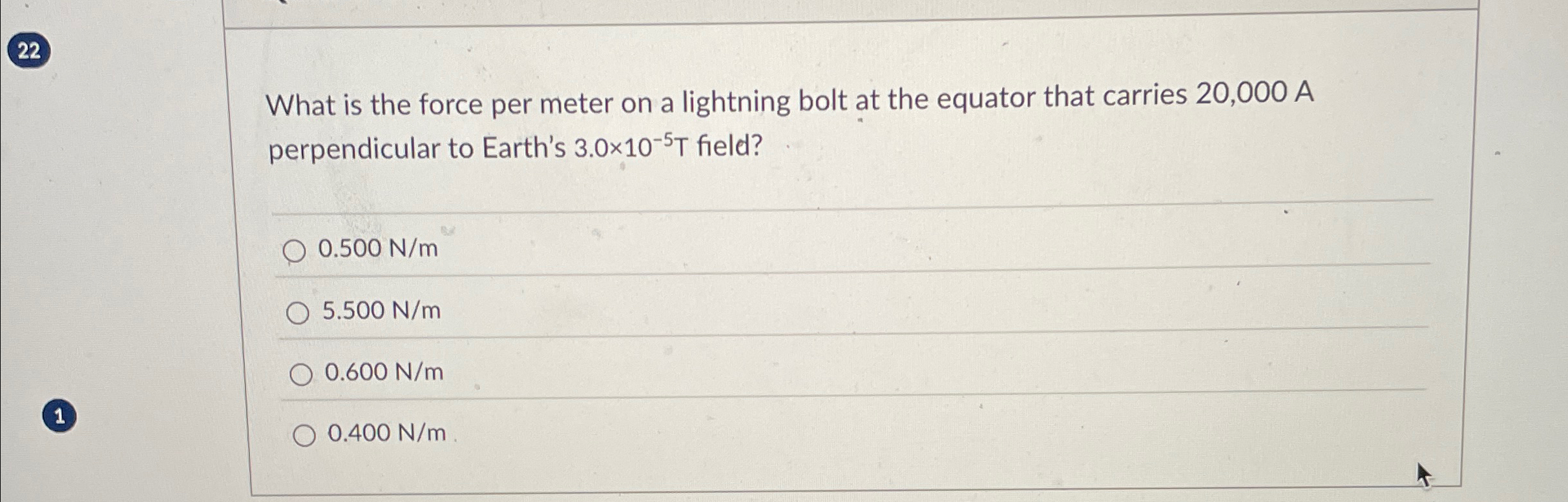 2 2 What is the force per meter on a lightning