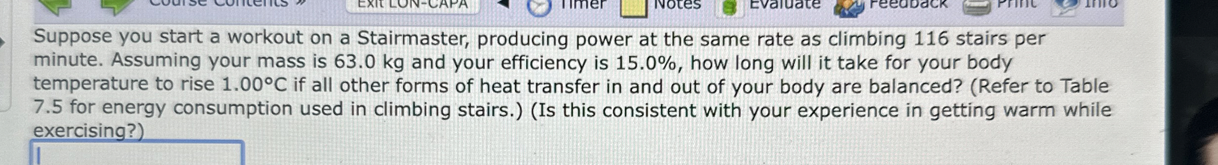 Suppose you start a workout on a Stairmaster,