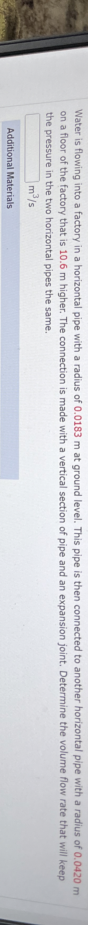 Water is flowing into a factory in a horizontal
