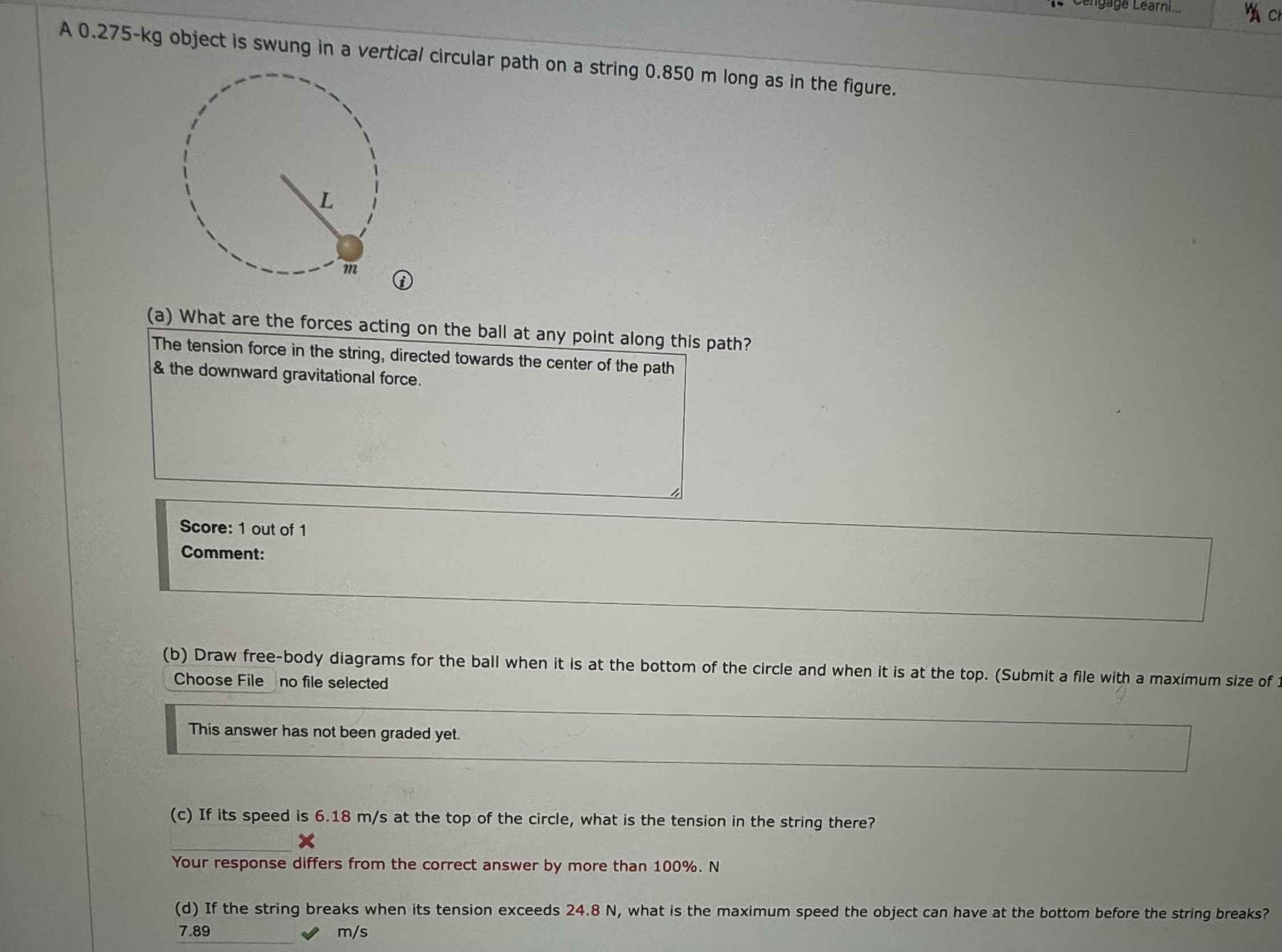 Need help with part C A 0 . 2 7 5 - k g object is
