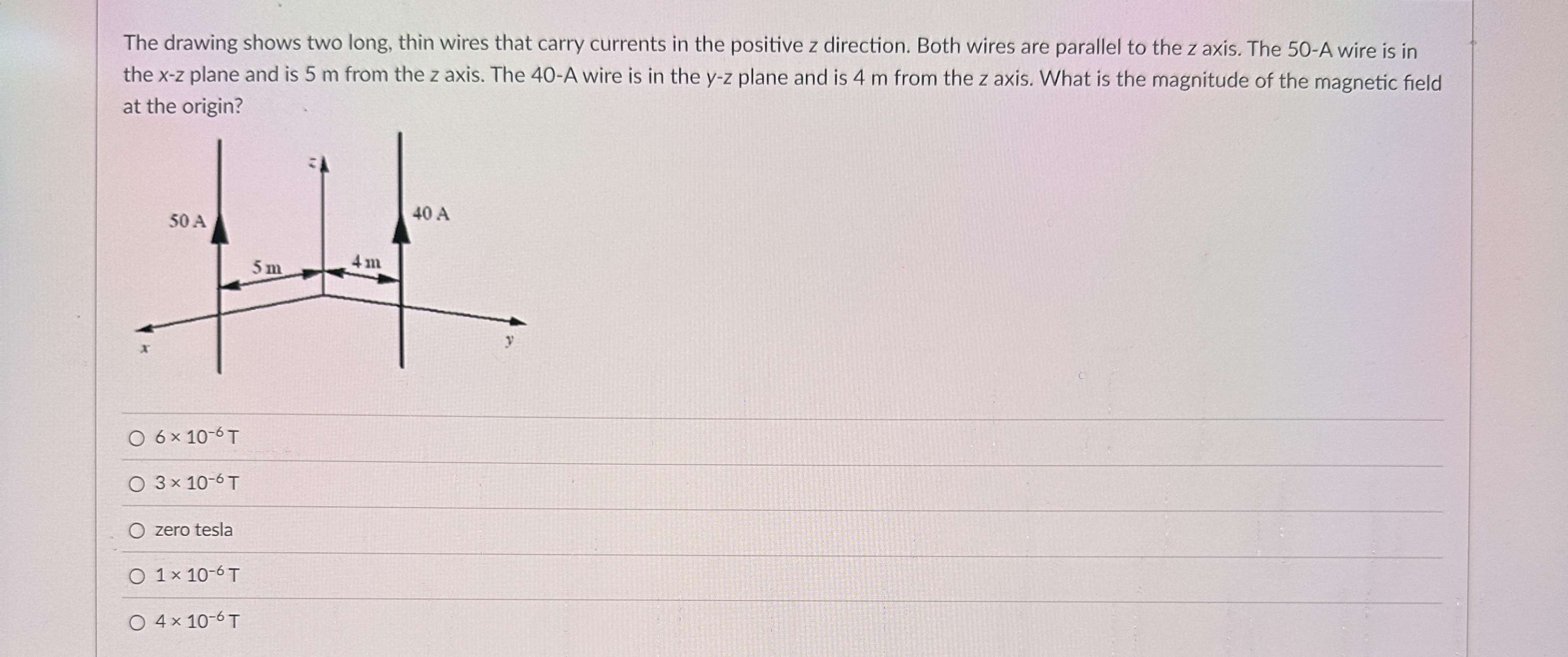 The drawing shows two long, thin wires that carry