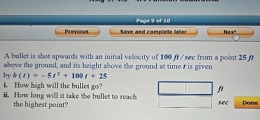 Page 9 of 1 0 Previous Save and complete later