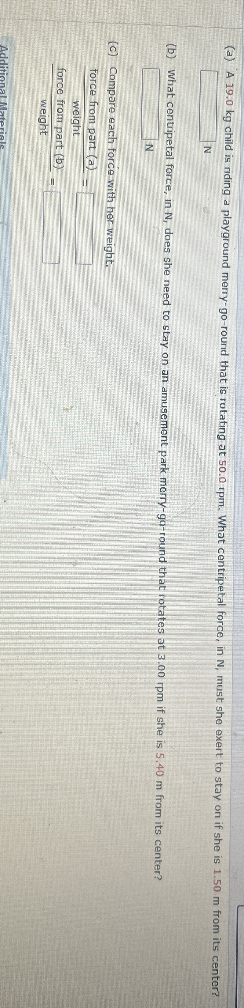 ( a ) A 1 9 . 0 kg child is riding a playground