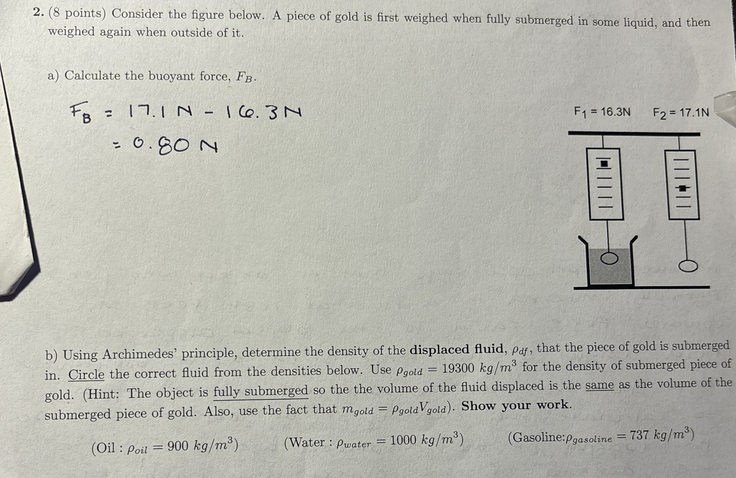 ( 8 points ) Consider the figure below. A piece