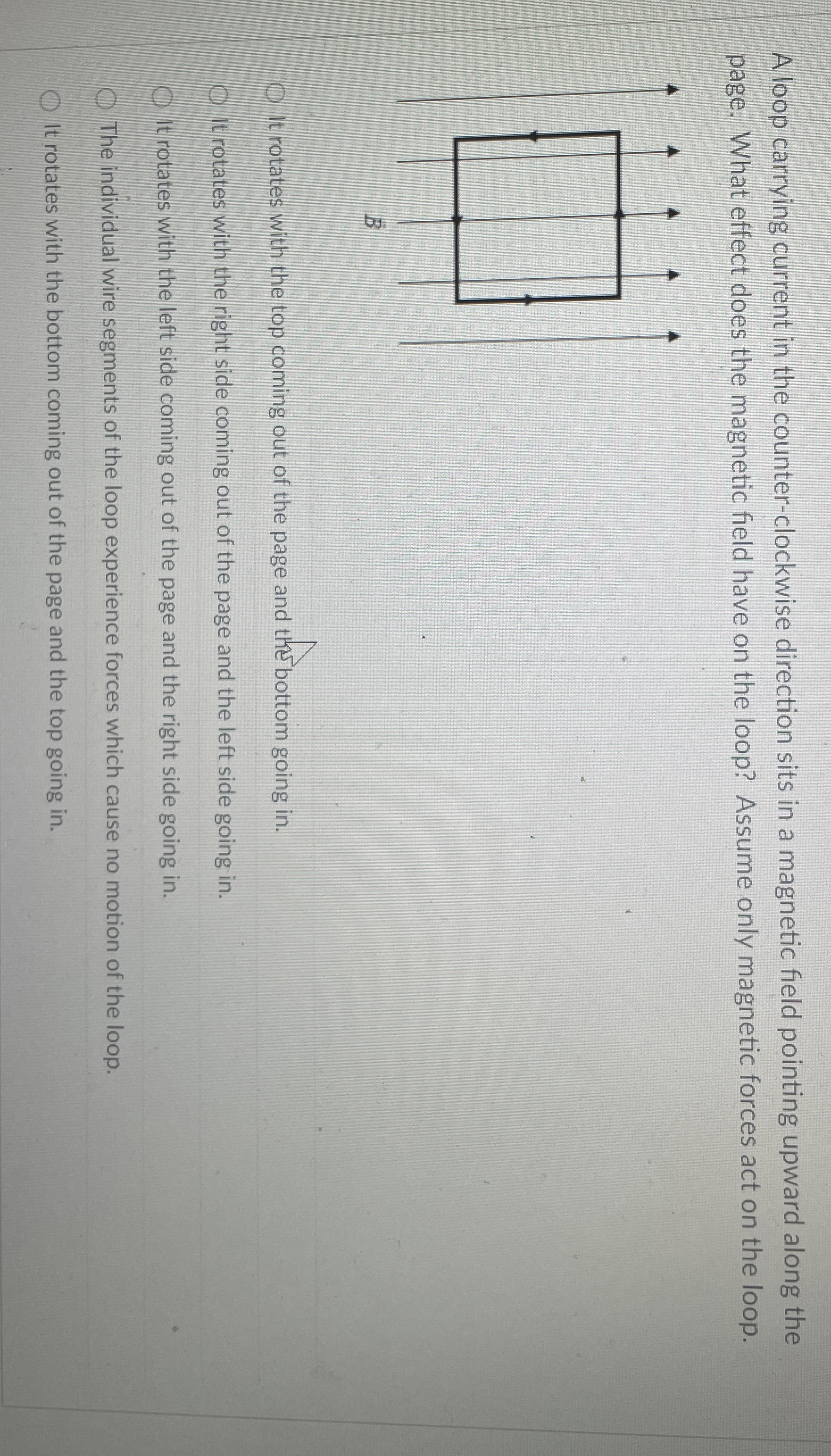 A loop carrying current in the counter -