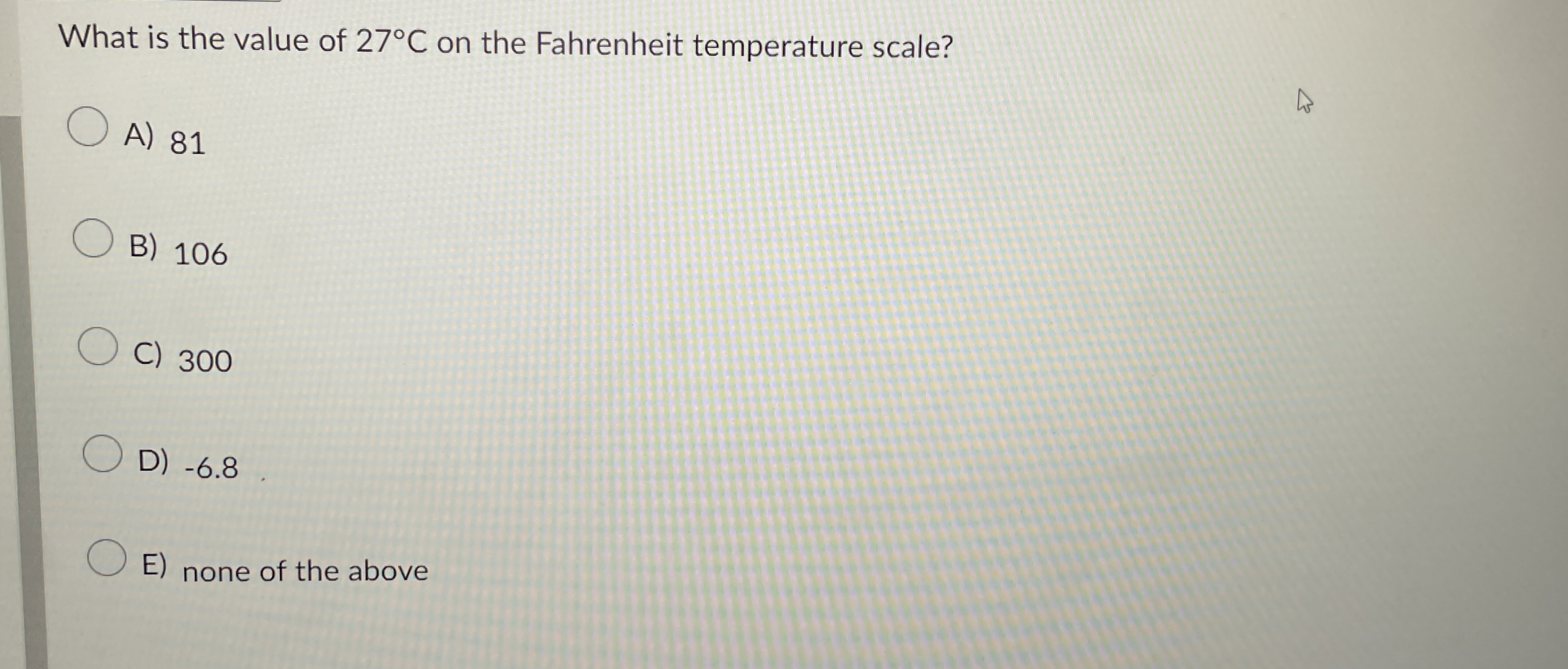 What is the value of 2 7 C on the Fahrenheit