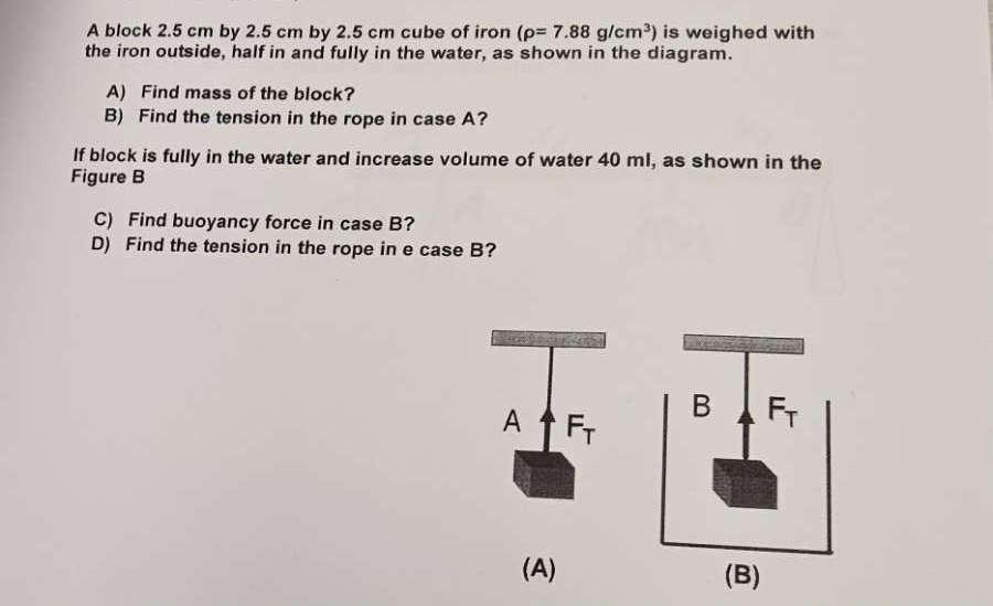 A block 2 . 5 cm by 2 . 5 cm by 2 . 5 cm cube of