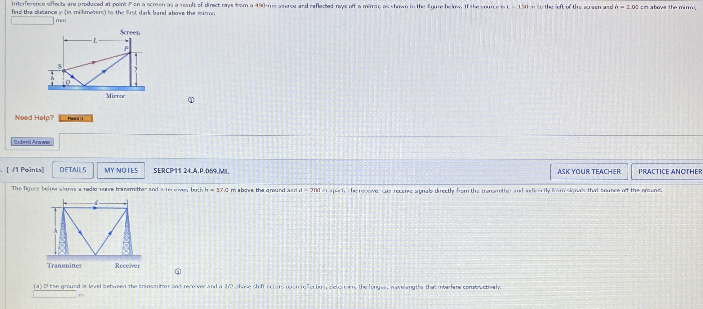 find the distance y ( in millimeters ) to the