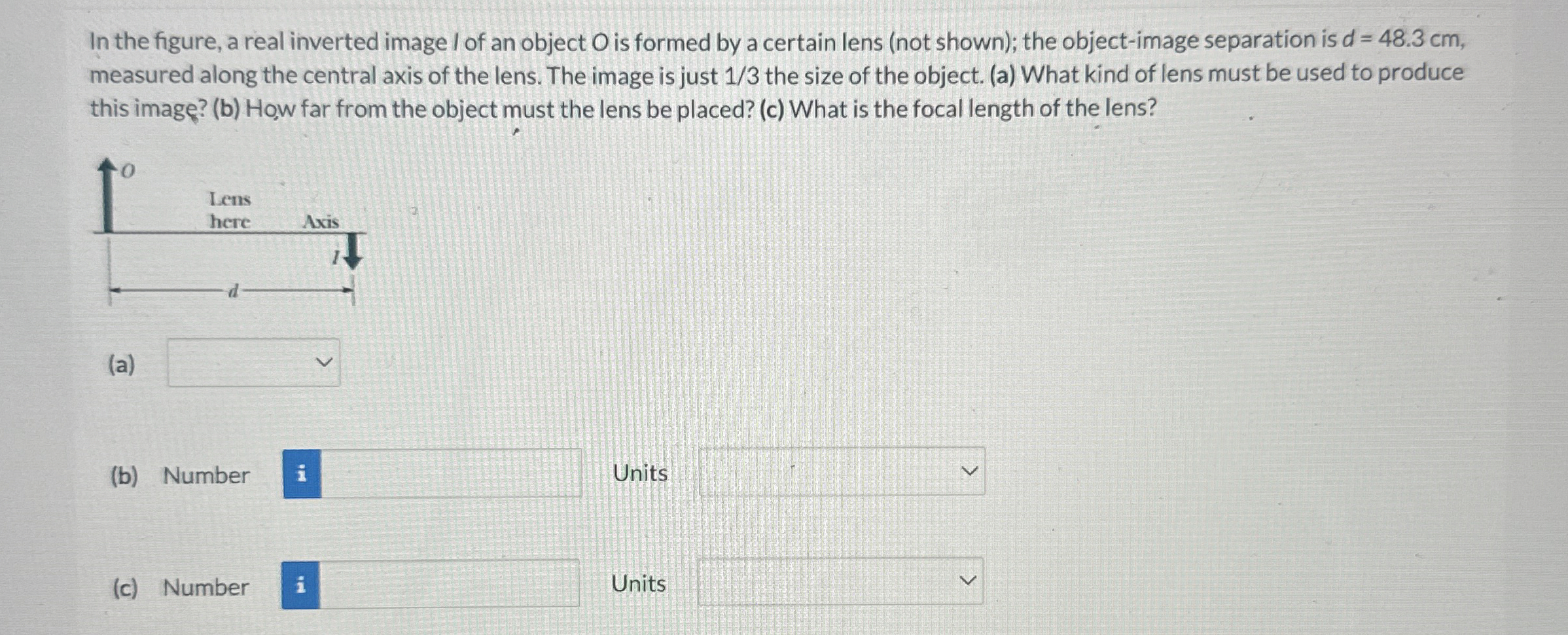 In the figure, a real inverted image I of an