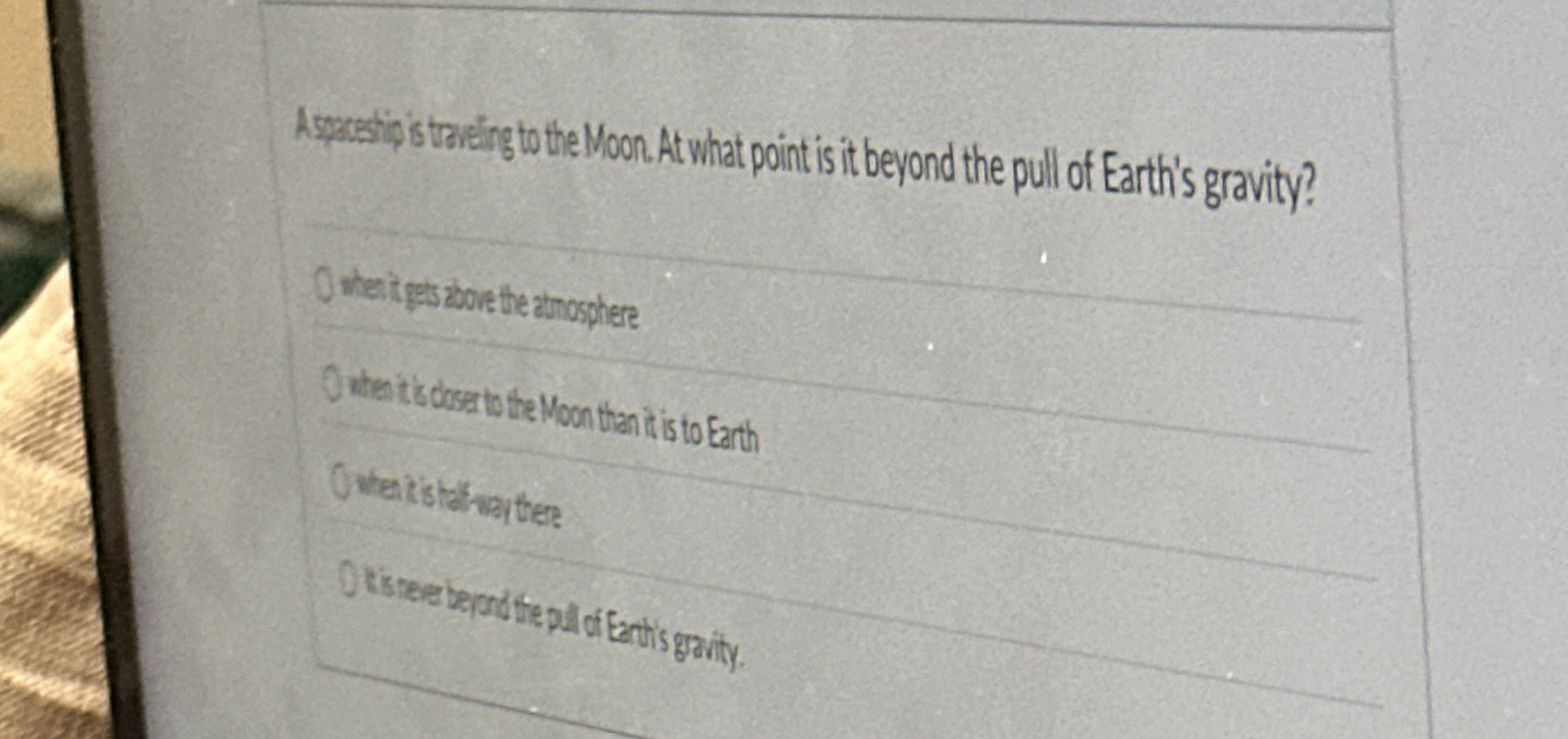 Assucsipip straeing to the Moon. At what point is