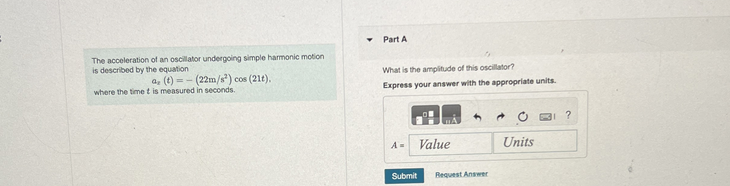 The acceleration of an oscillator undergoing