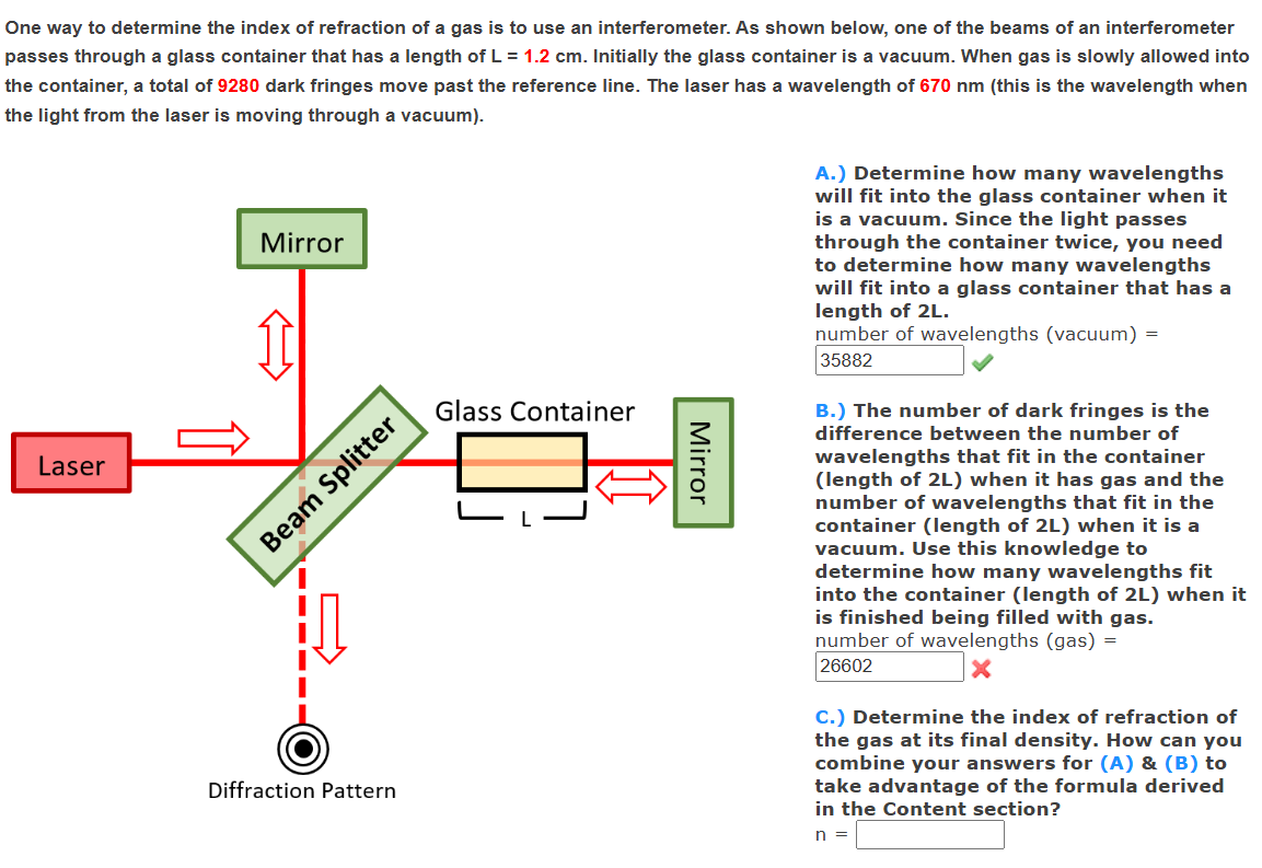 B . ) The number of dark fringes is the