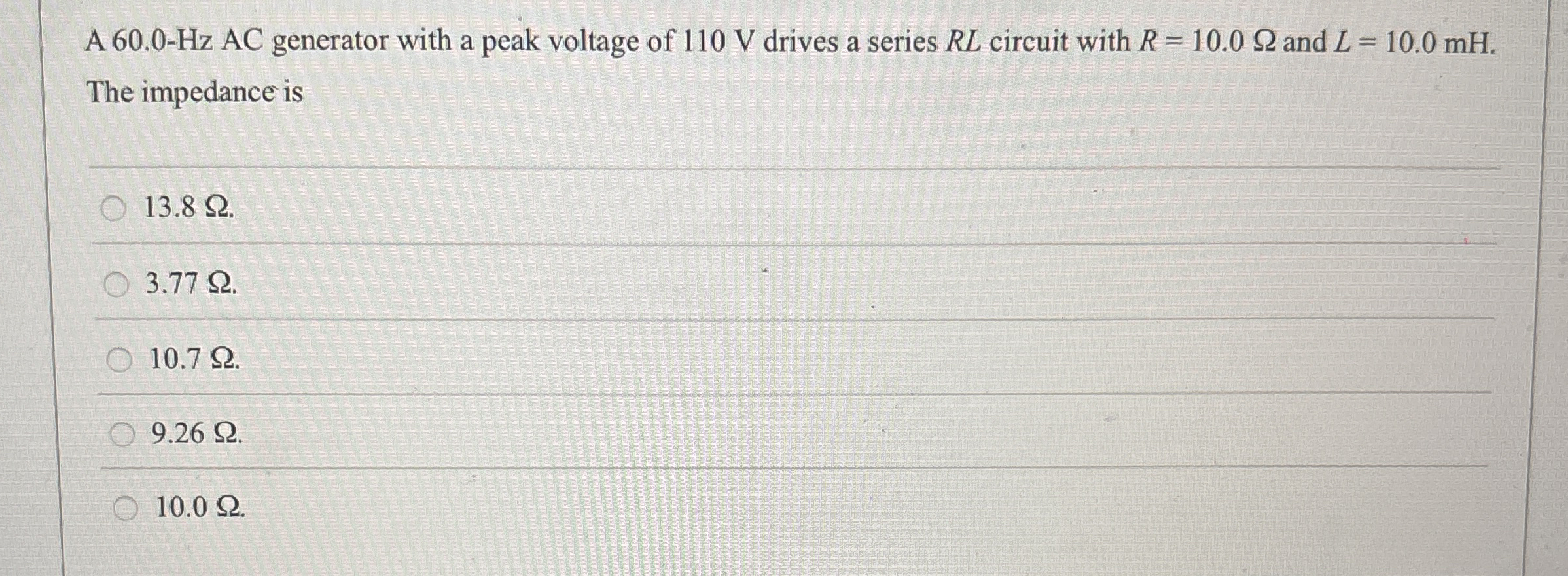 A 6 0 . 0 - H z AC generator with a peak voltage