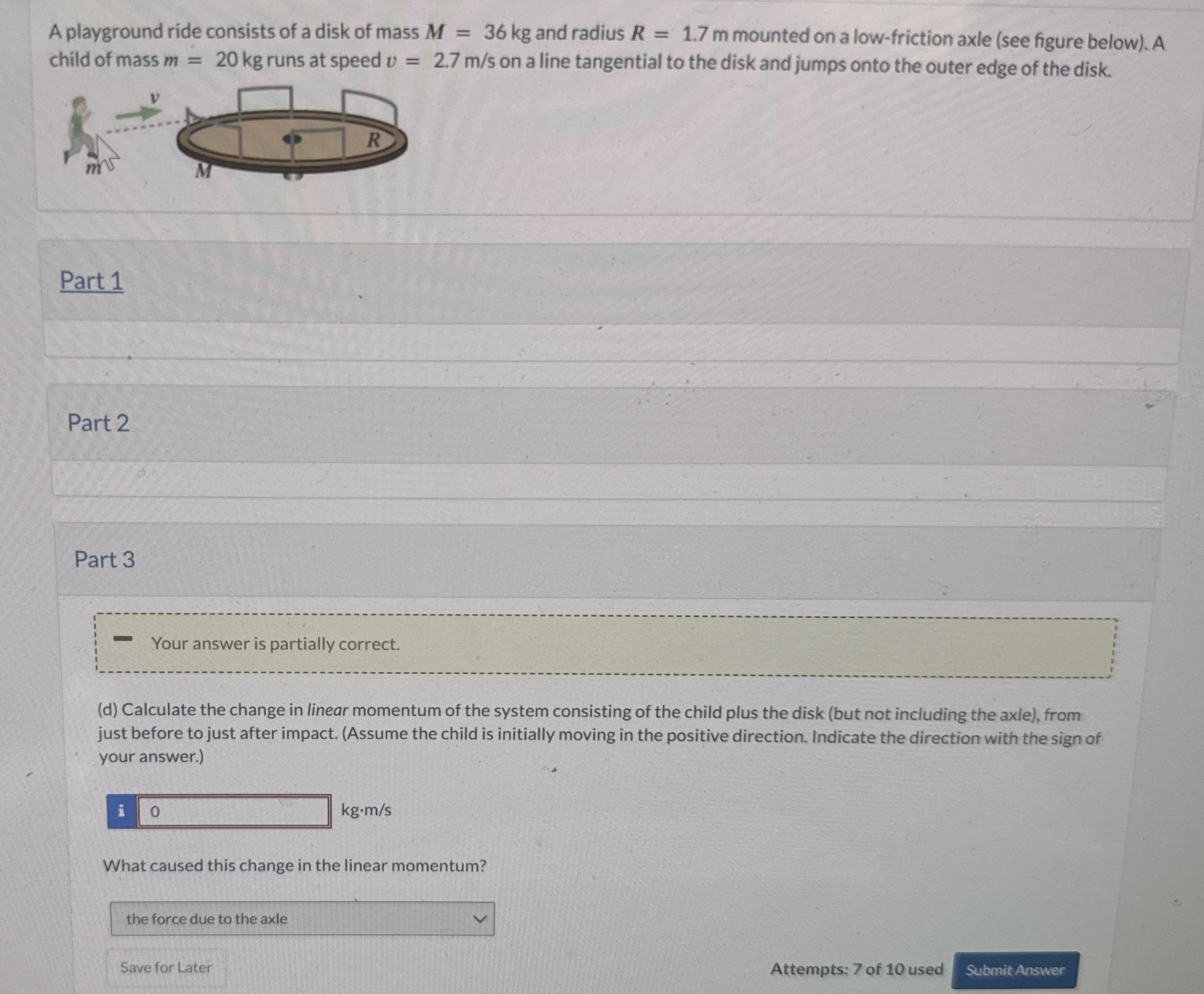 A playground ride consists of a disk of mass M =