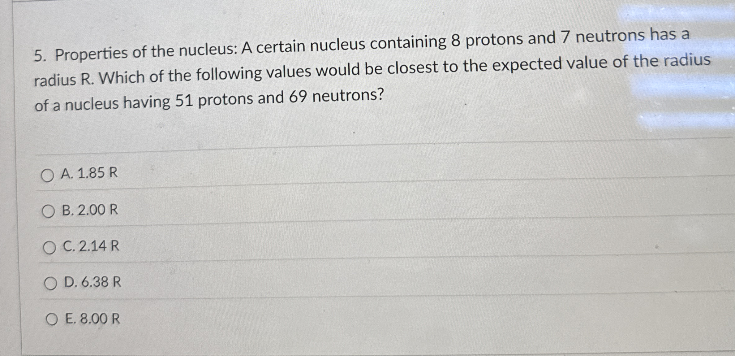 Properties of the nucleus: A certain nucleus