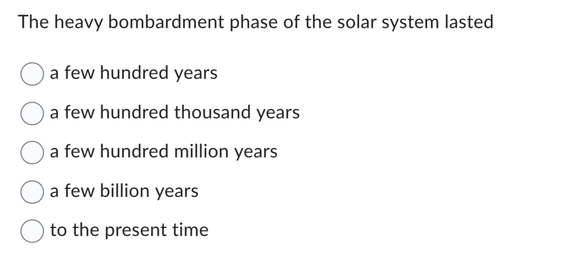 The heavy bombardment phase of the solar system