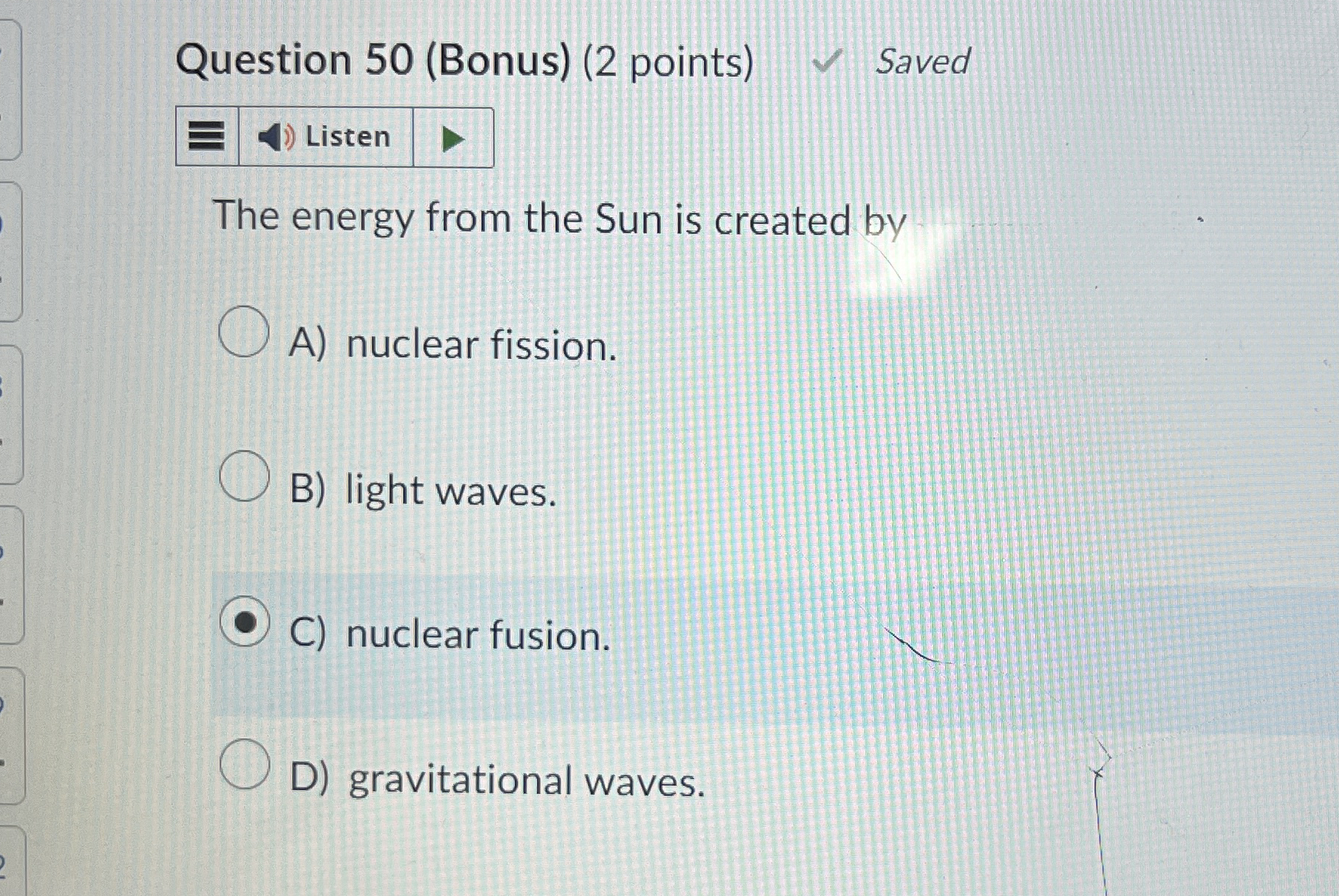 Question 5 0 ( Bonus ) ( 2 points ) Saved The