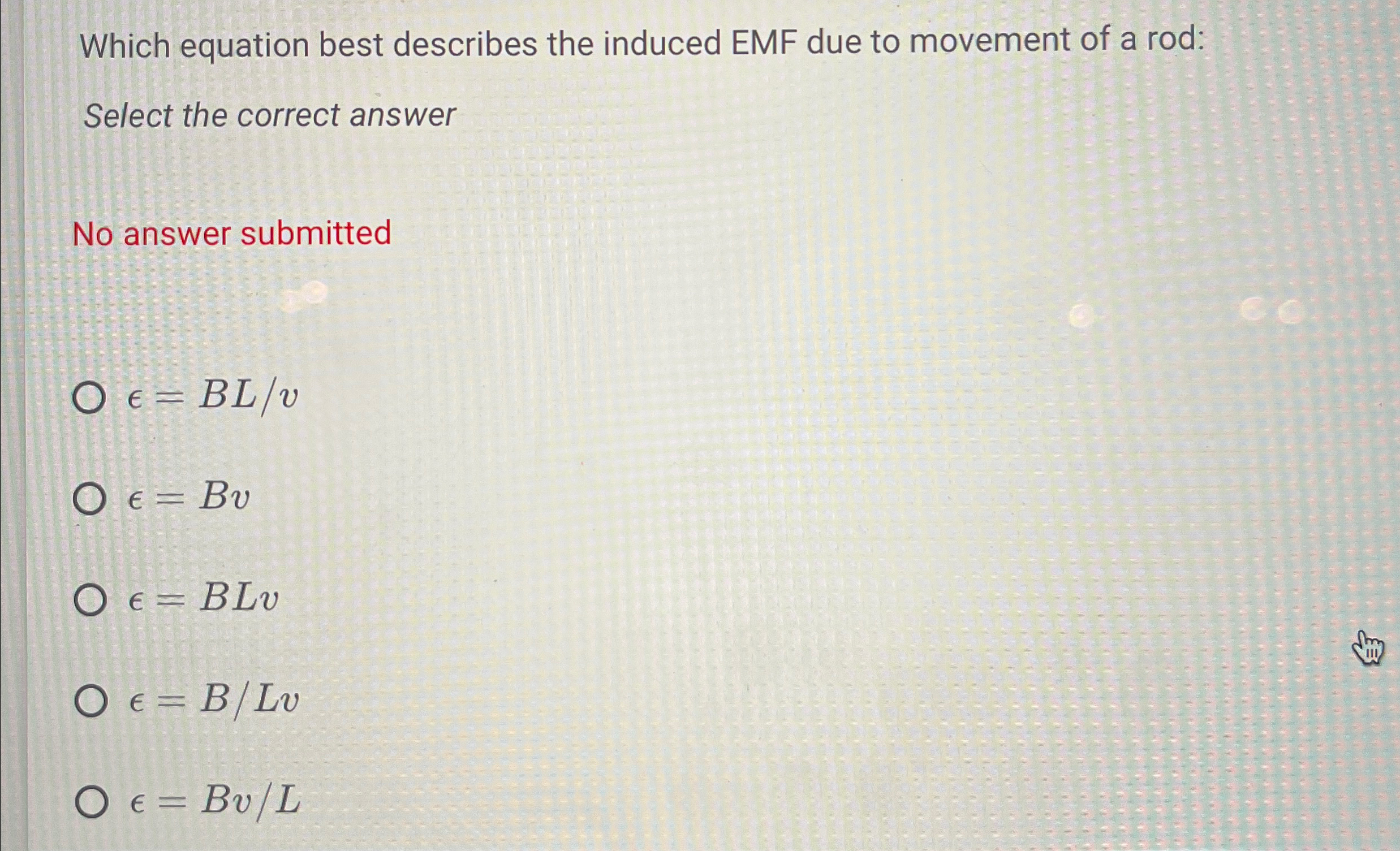 Which equation best describes the induced EMF due