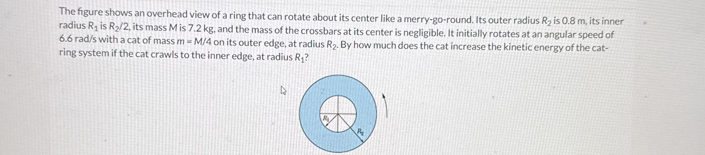 The figure shows an overhead view of a ring that
