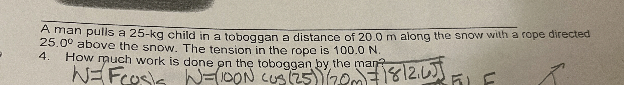 What is the work done by the force of friction if