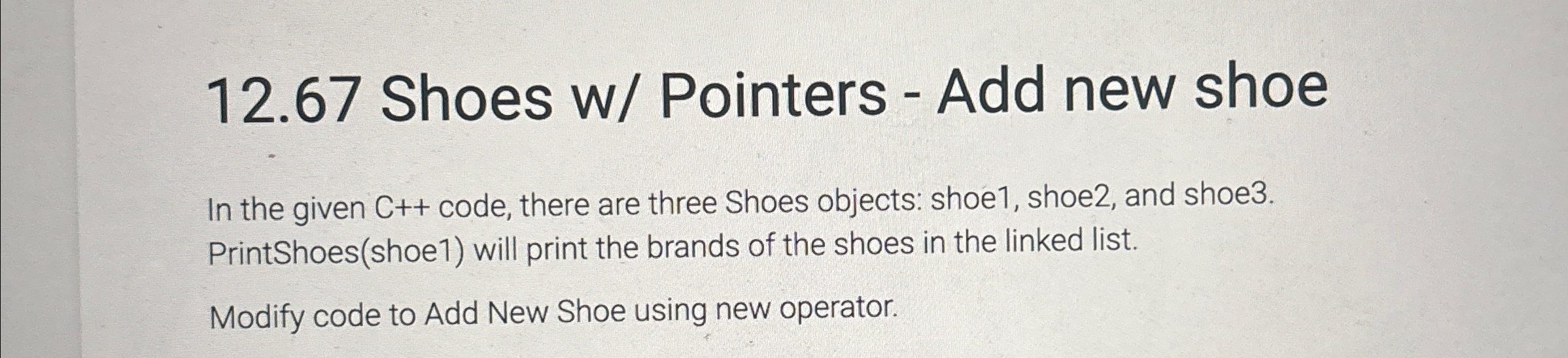1 2 . 6 7 Shoes w / Pointers - Add new shoe In