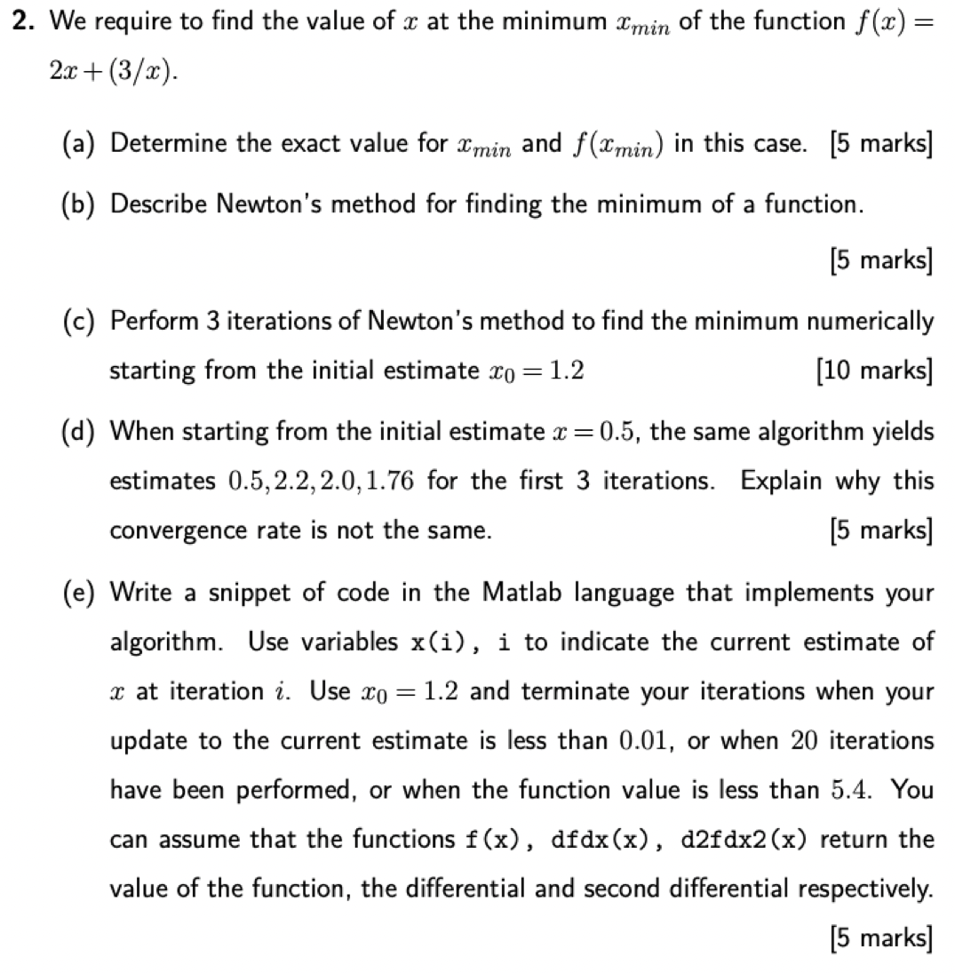 We require to find the value of x at the minimum