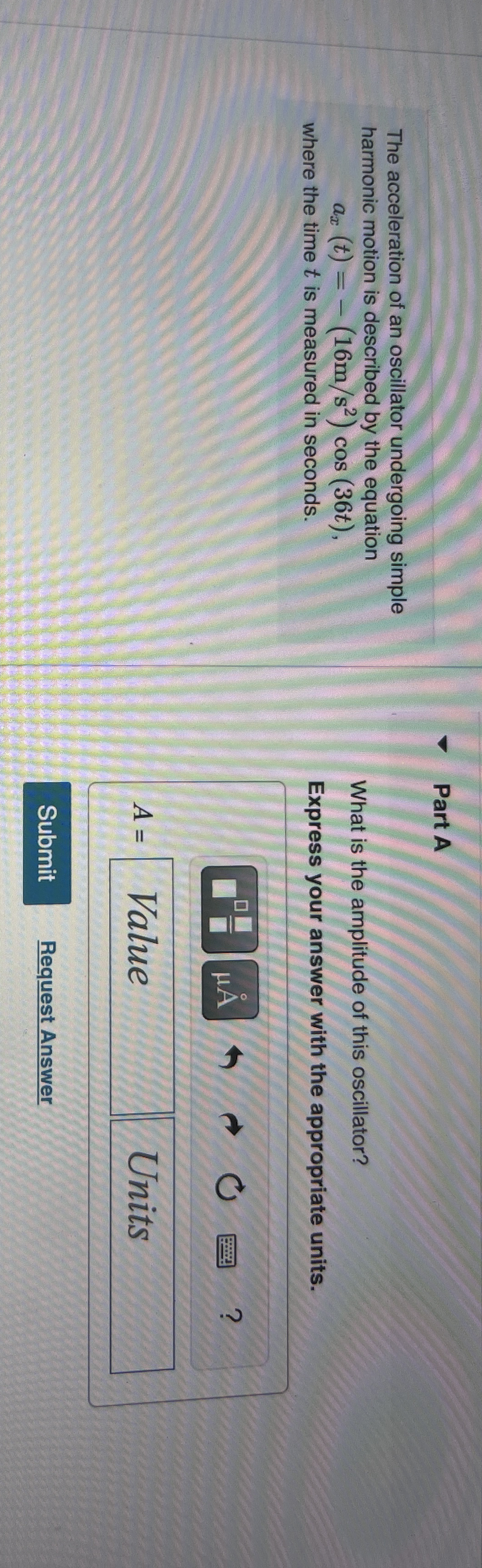 The acceleration of an oscillator undergoing