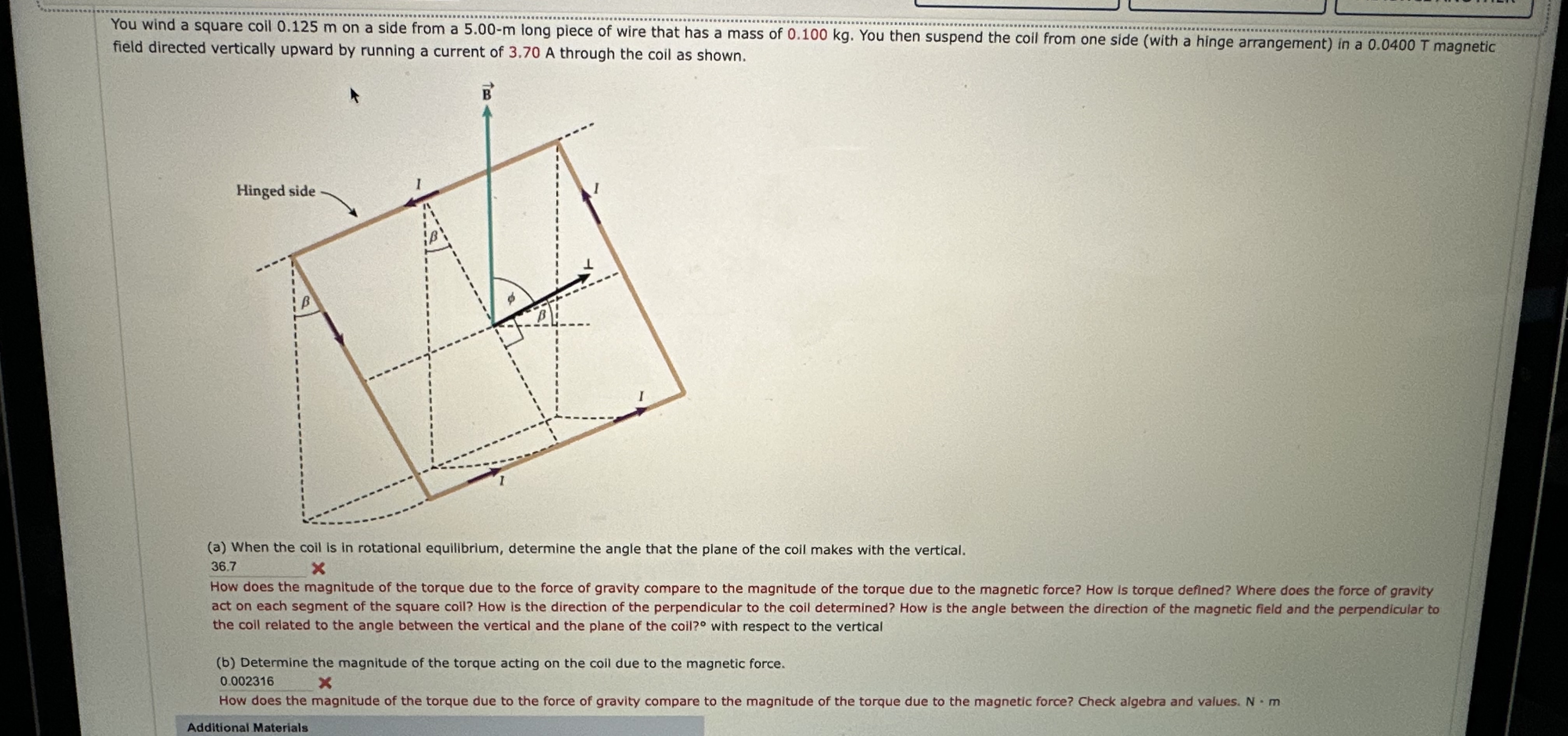 You wind a square coil 0 . 1 2 5 m on a side from