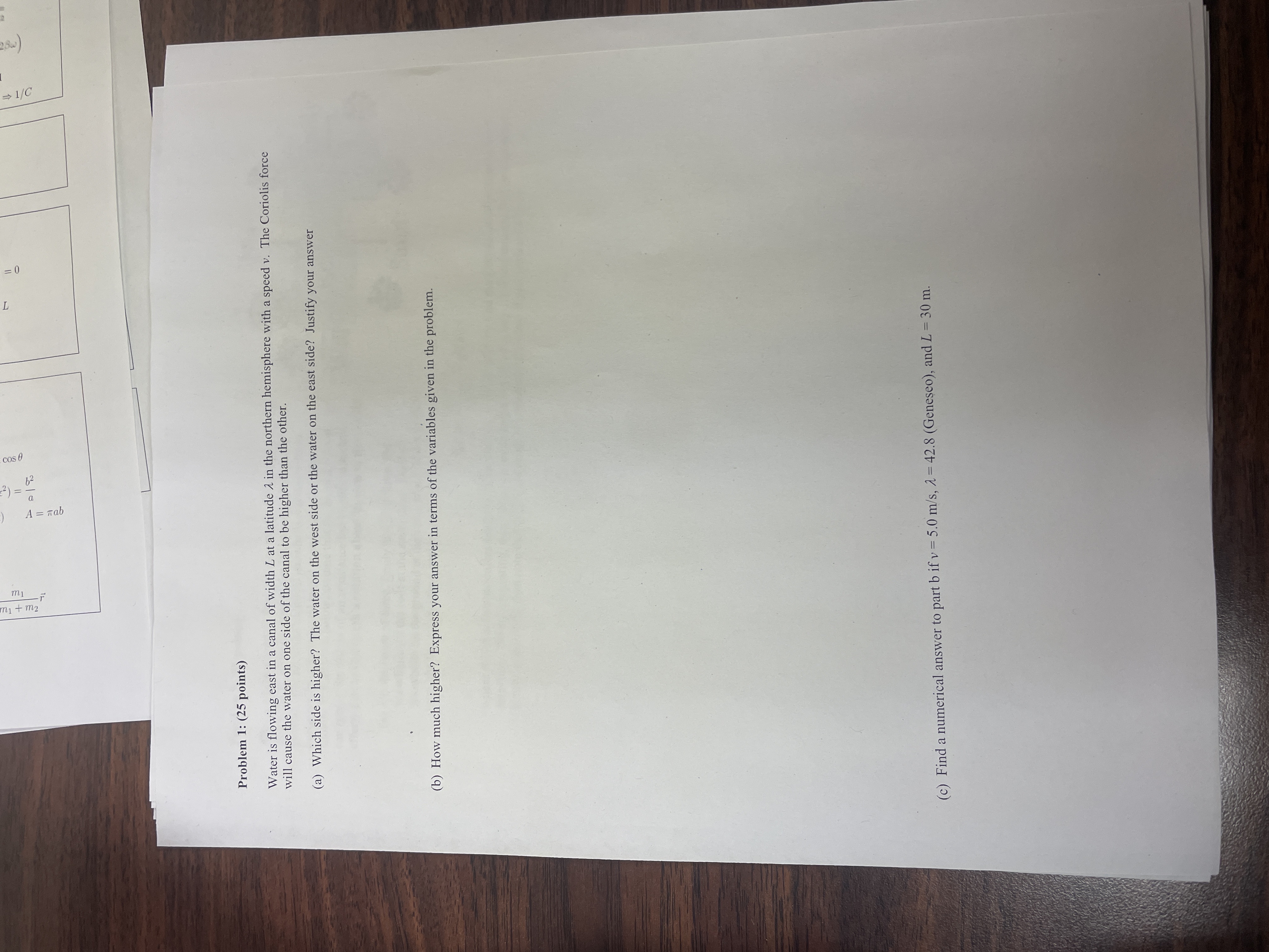 Water is flowing east in a canal of width L at a