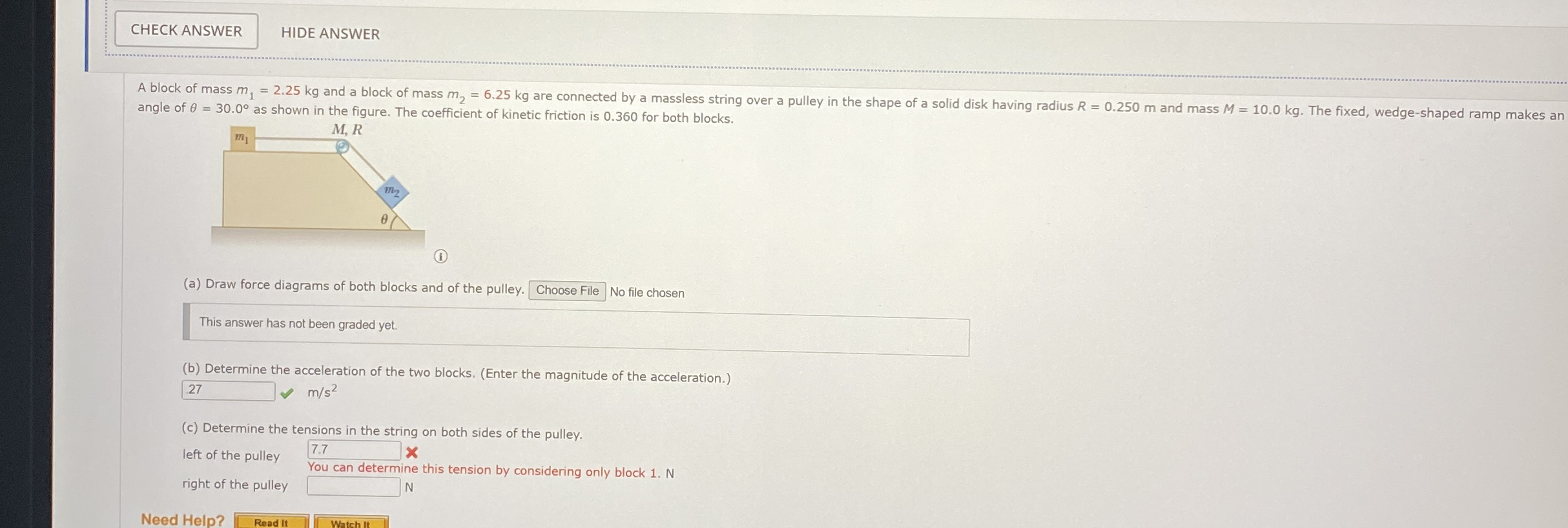 CHECK ANSWER HIDE ANSWER angle of = 3 0 . 0 as