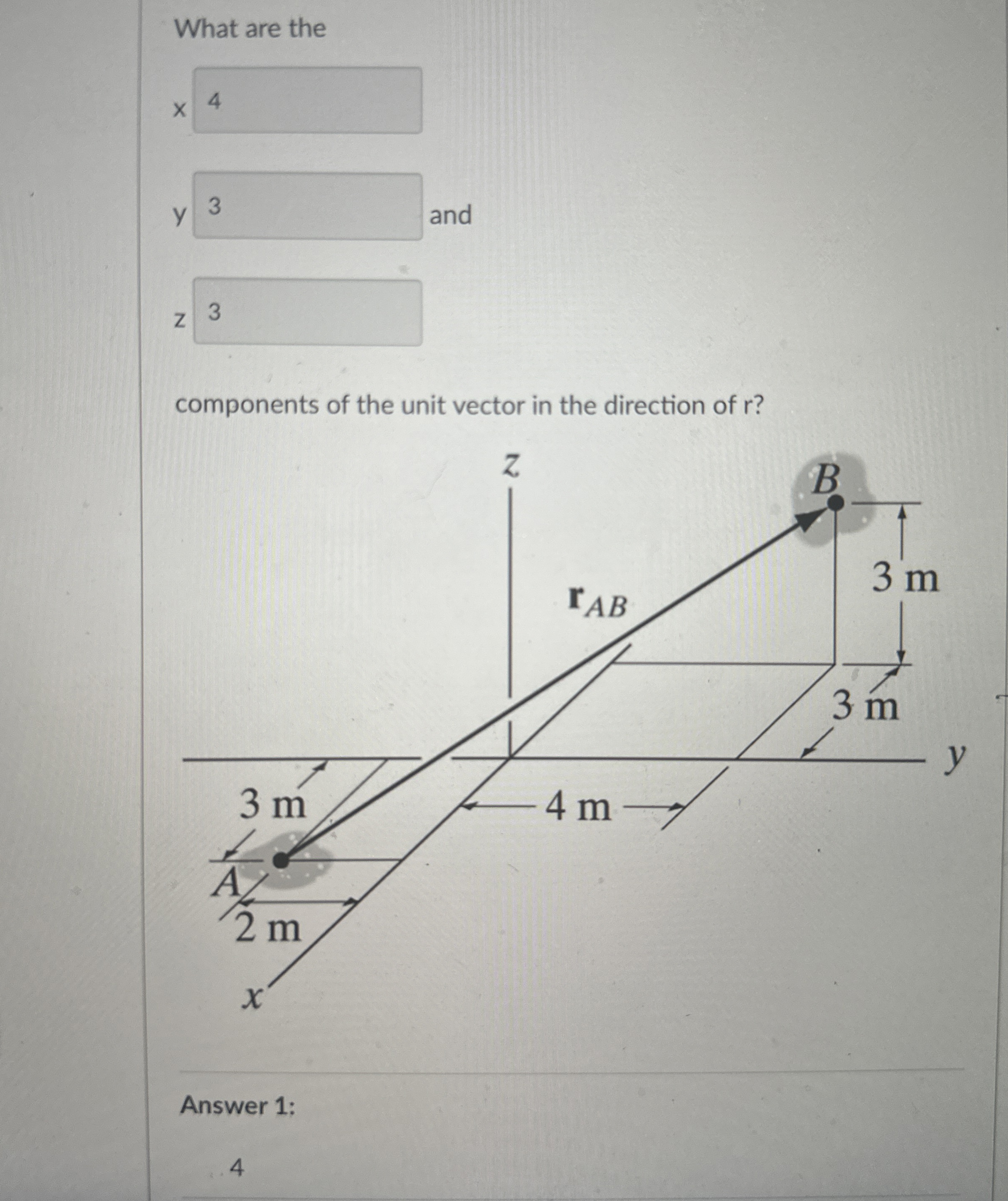 What are the and components of the unit vector in