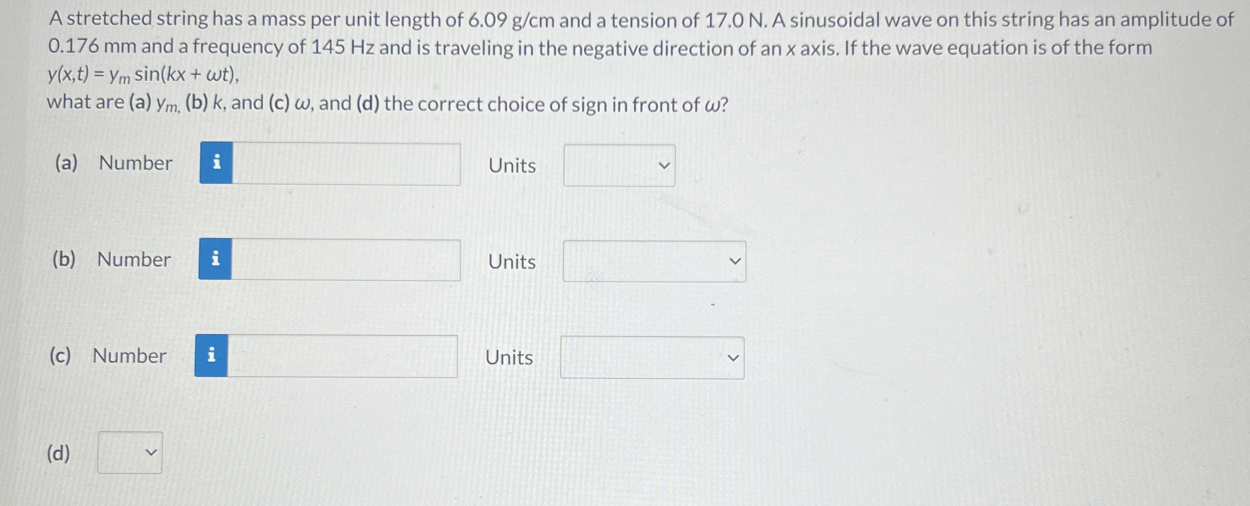 A stretched string has a mass per unit length of