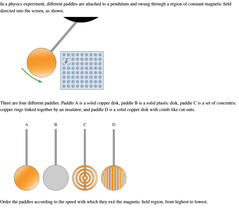 In a physics experiment, different paddles are