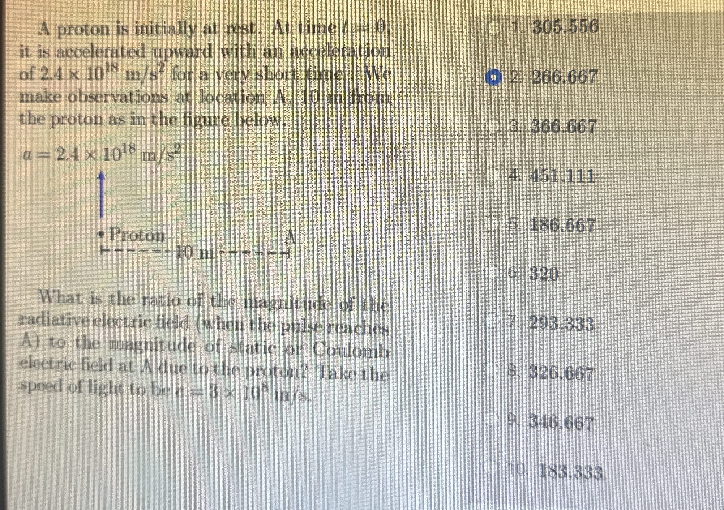 A proton is initially at rest. At time t = 0 , 3