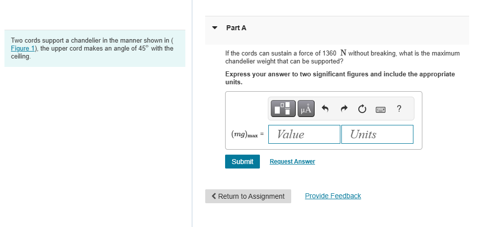 Two cords support a chandelier in the manner